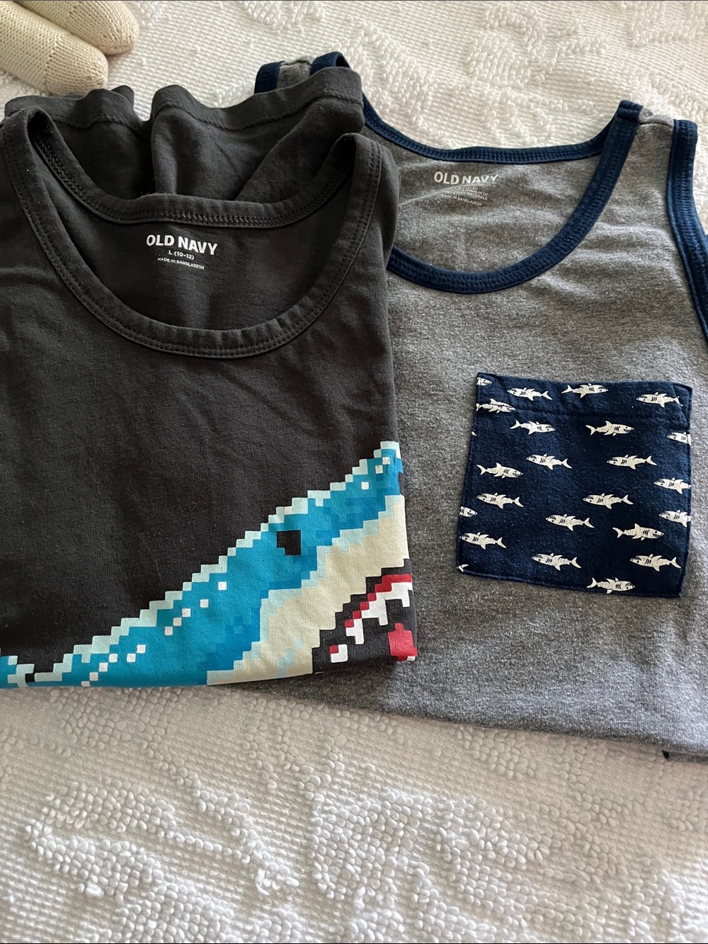 Old Navy Boys Shark Tee & Tank Set - Black, Gray, Navy, Blue